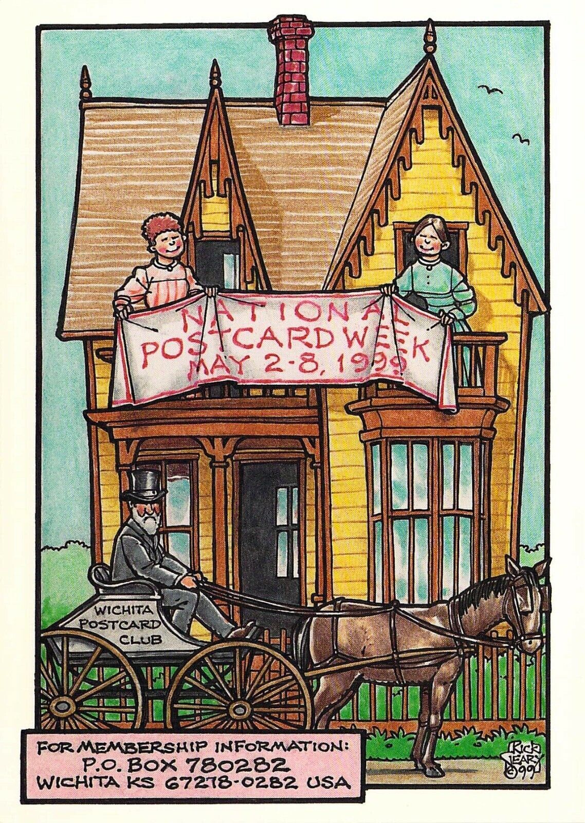 1999 Rick Geary Artist, Horse Drawn Wagon, NPCW,  Postcard 
