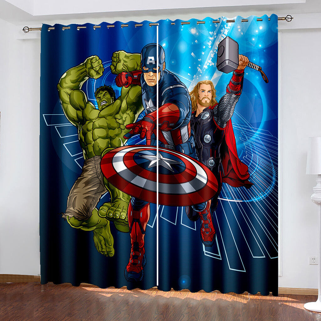 2PCS Avengers Marvel Blackout Window Curtain 2 Panels Living Room Thicken Drapes