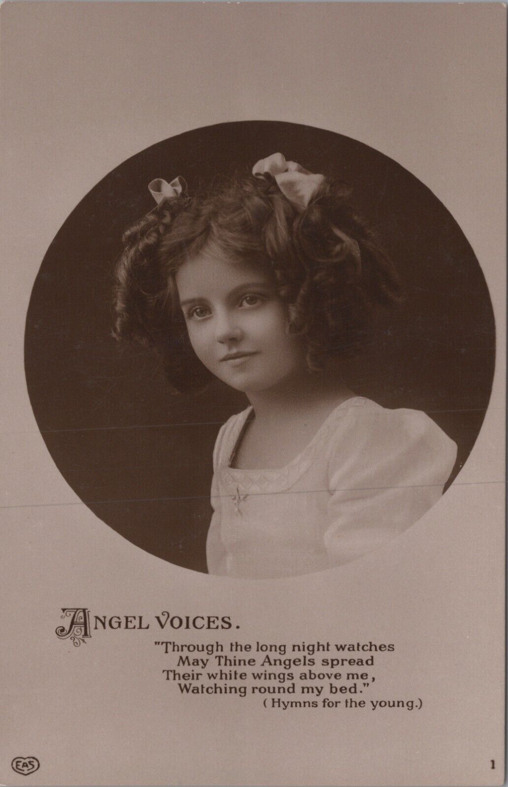 RPPC 1900\'s Little Girl Angel Voice Through the Long Night...UNP Postcard 6585d2