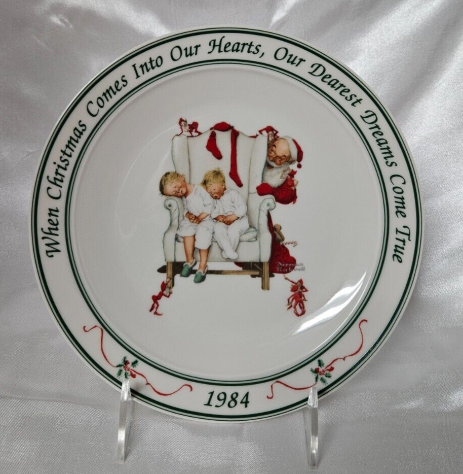 Hallmark Norman Rockwell Limited Edition Christmas Plate (1984) Caught Napping