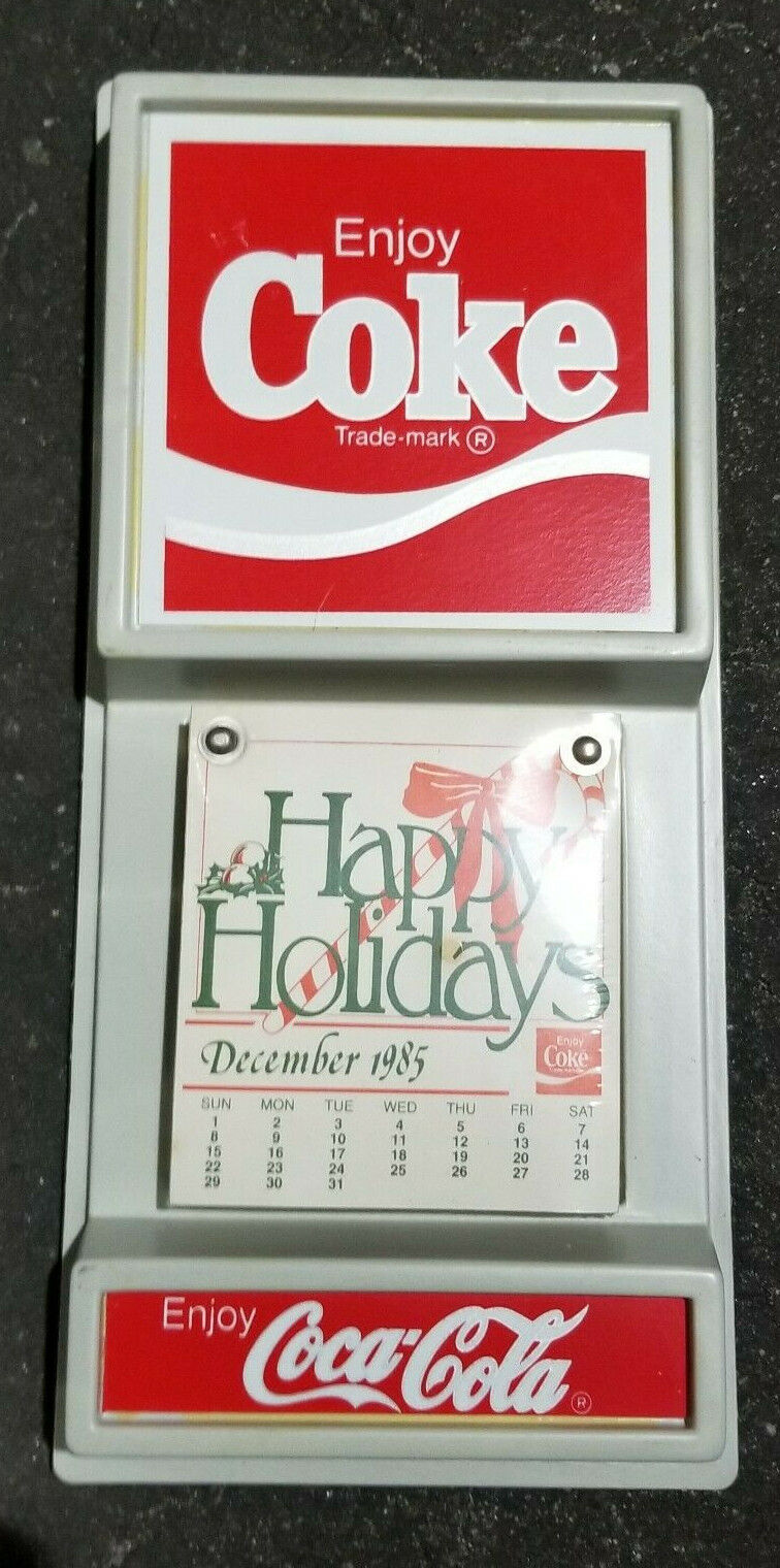 Vintage 1980s Enjoy Coke Sign calendar new old stock happy holidays