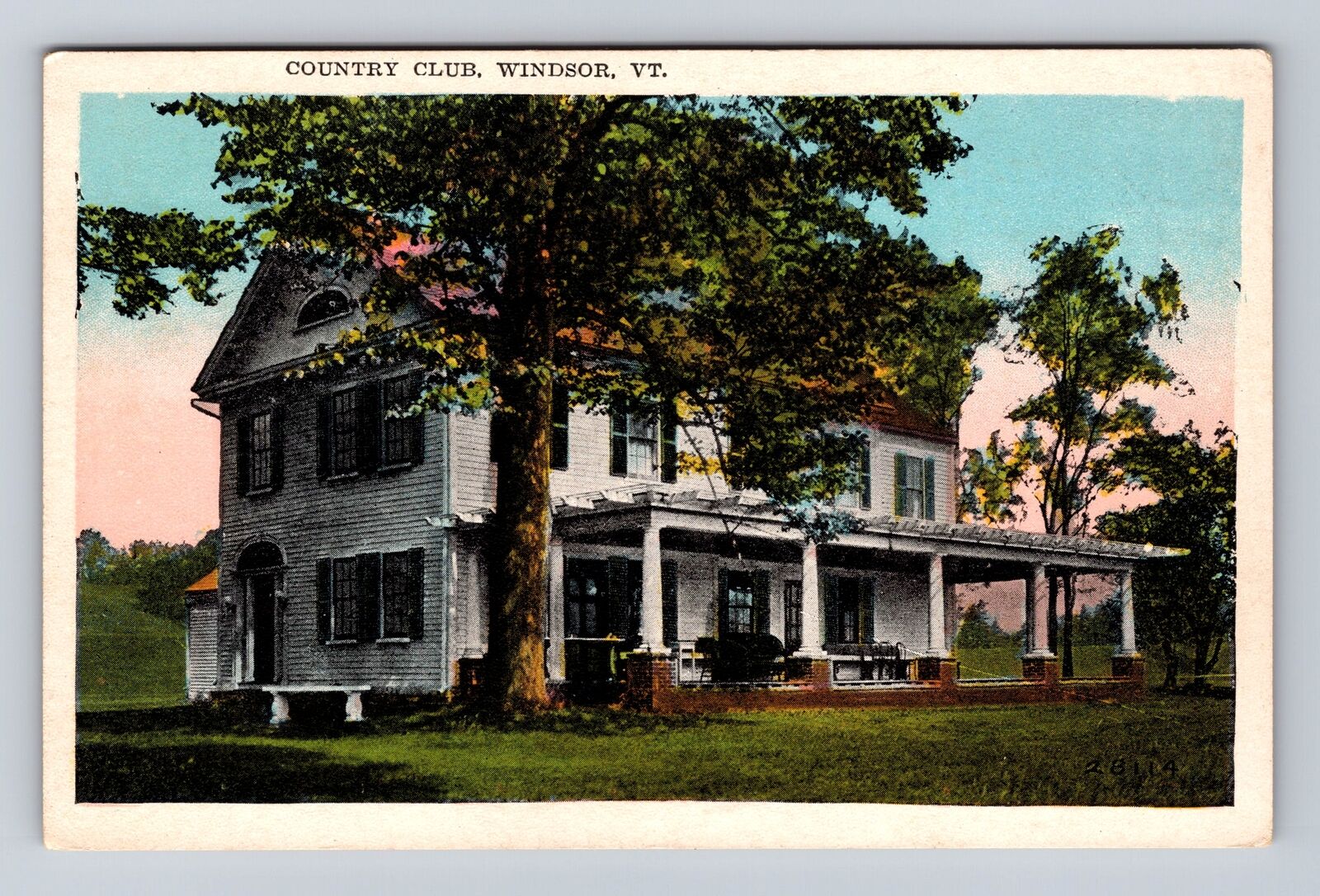 Windsor VT-Vermont, Country Club, Antique Vintage Souvenir Postcard