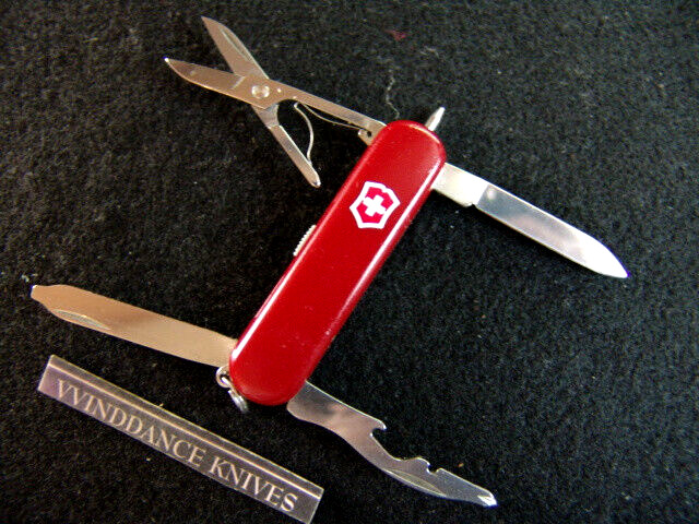 VICTORINOX MIDNIGHT MANAGER--SWISS ARMY KNIFE--RED LED LITE-BALL POINT PEN-RED