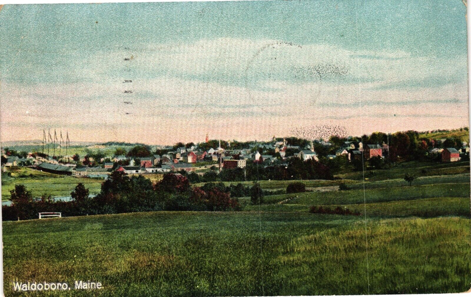 Scenic View of Waldoboro Maine Divided Postcard 1910s