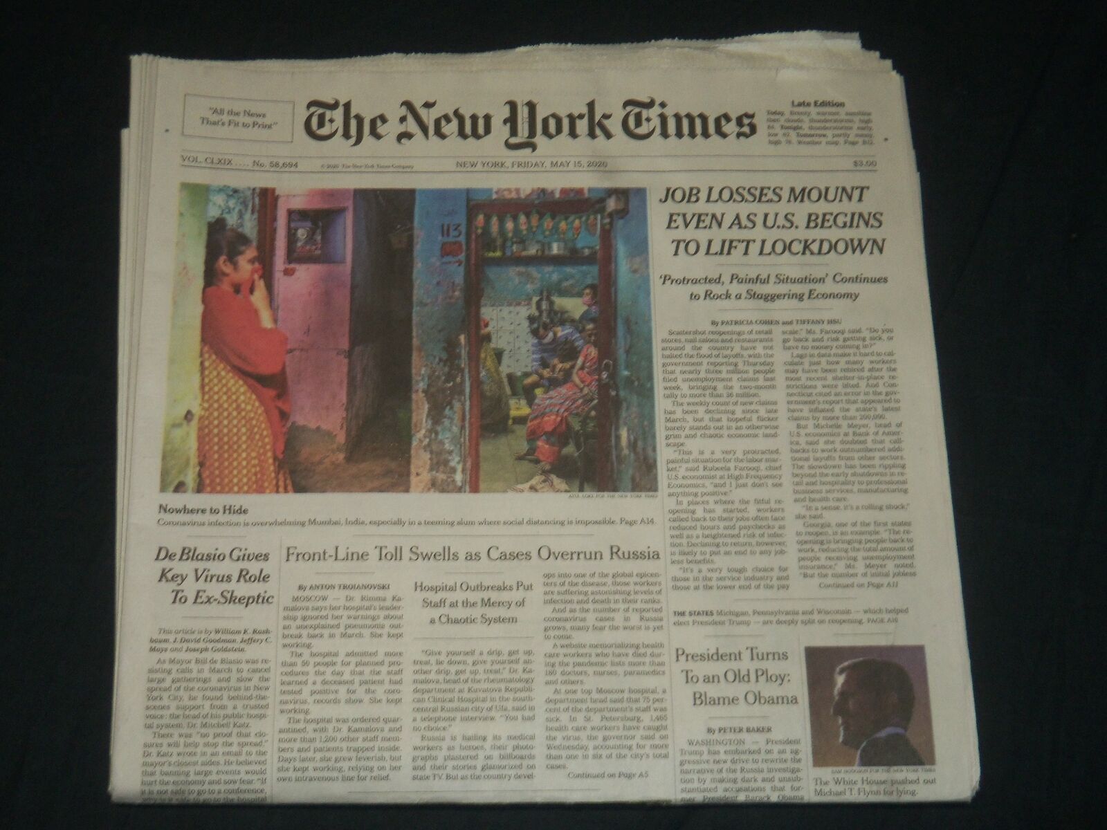 2020 MAY 15 NEW YORK TIMES JOB LOSSES MOUNT EVEN AS U. S BEGINS TO LIFT LOCKDOWN