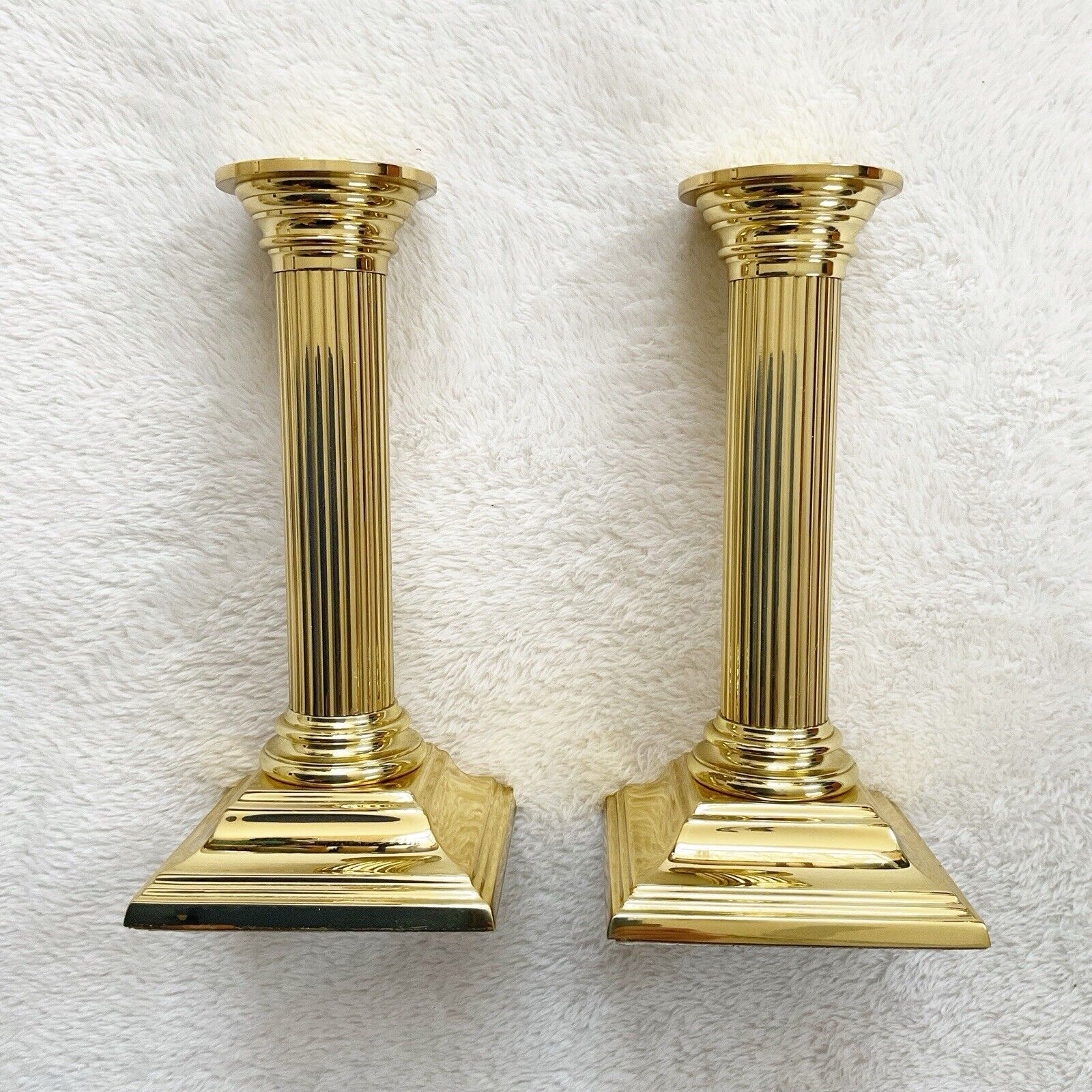 Vtg Baldwin Brass Smithsonian Candle Holders 6.5 inches Column American Museum