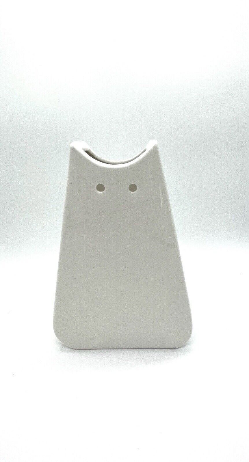 CAT LADY Box Home Decor White Ceramic Kitty Cat Modern Vase 8.25\