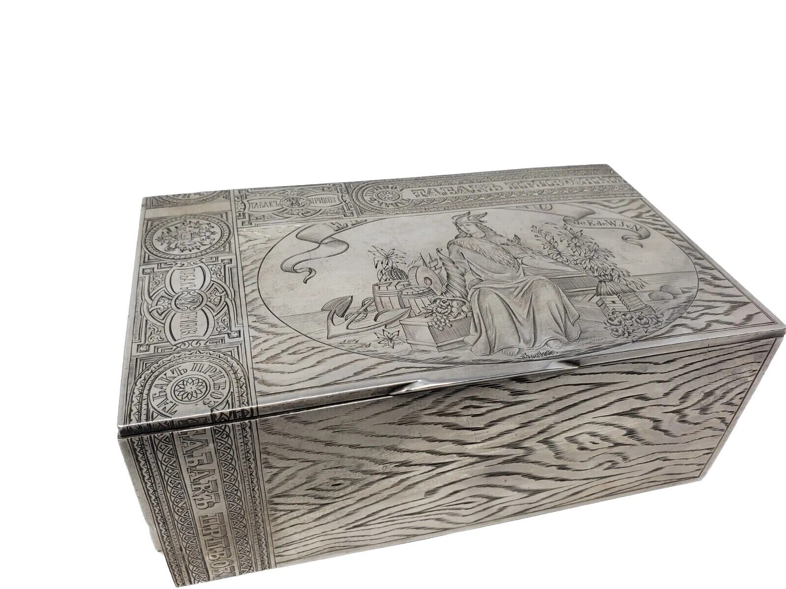 Joseph Nordberg 1850s Antique Silver Tobacco box. Hermes Mercury Mythical 