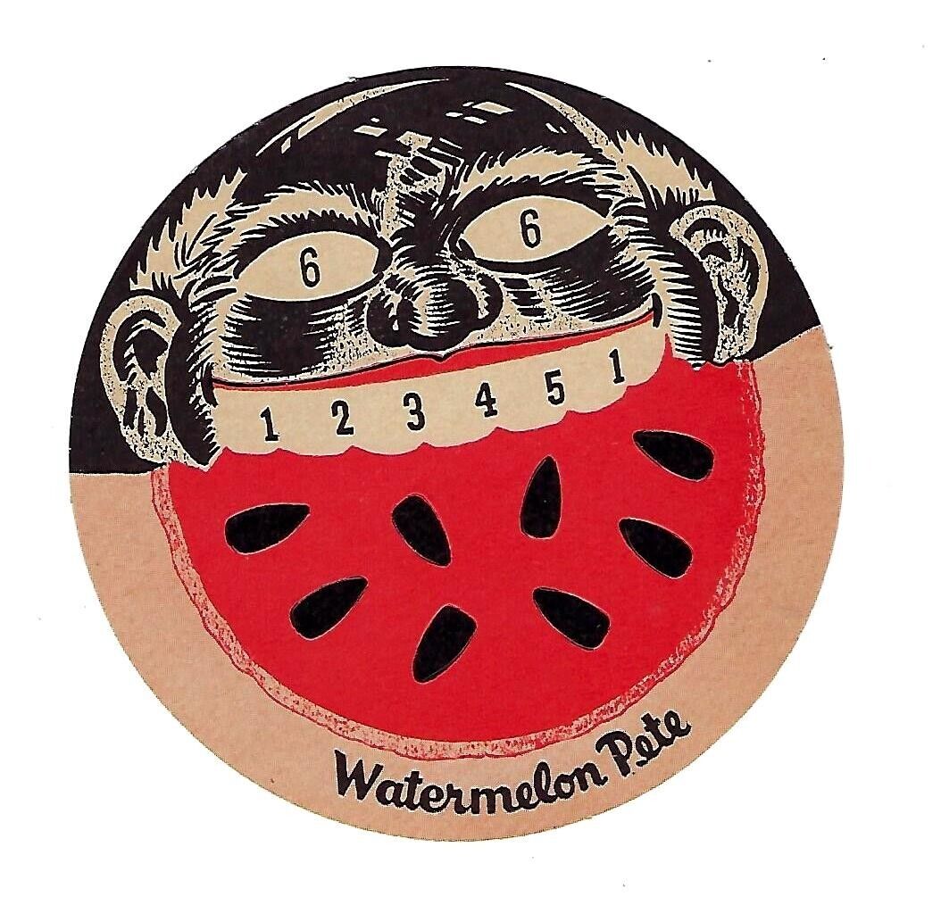 1908 Watermelon Pete Circle Card, Punch Out Seeds