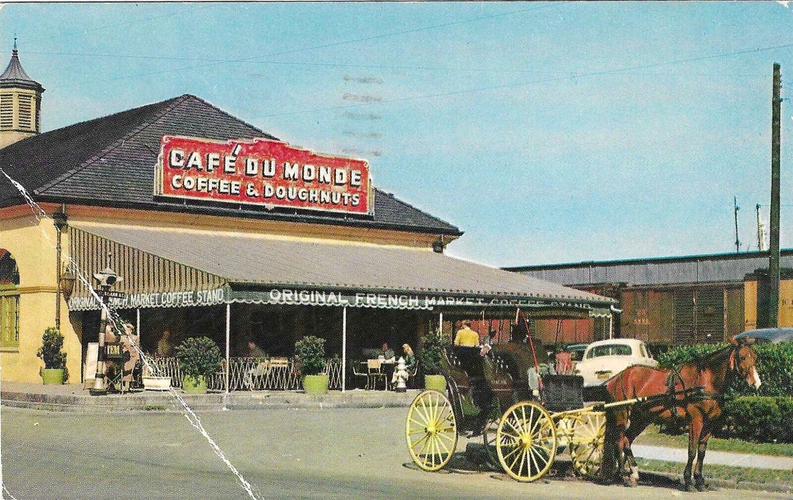 Vintage Louisiana Chrome Postcard New Orleans Cafe De Monde French Market