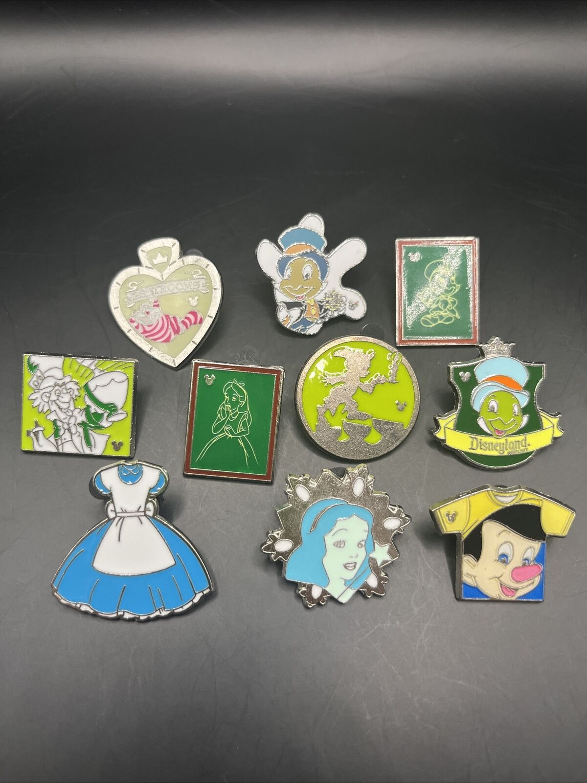 Disney Pinocchio Alice In Wonderland  Trading pins Lot Of 10 Jiminy Cricket
