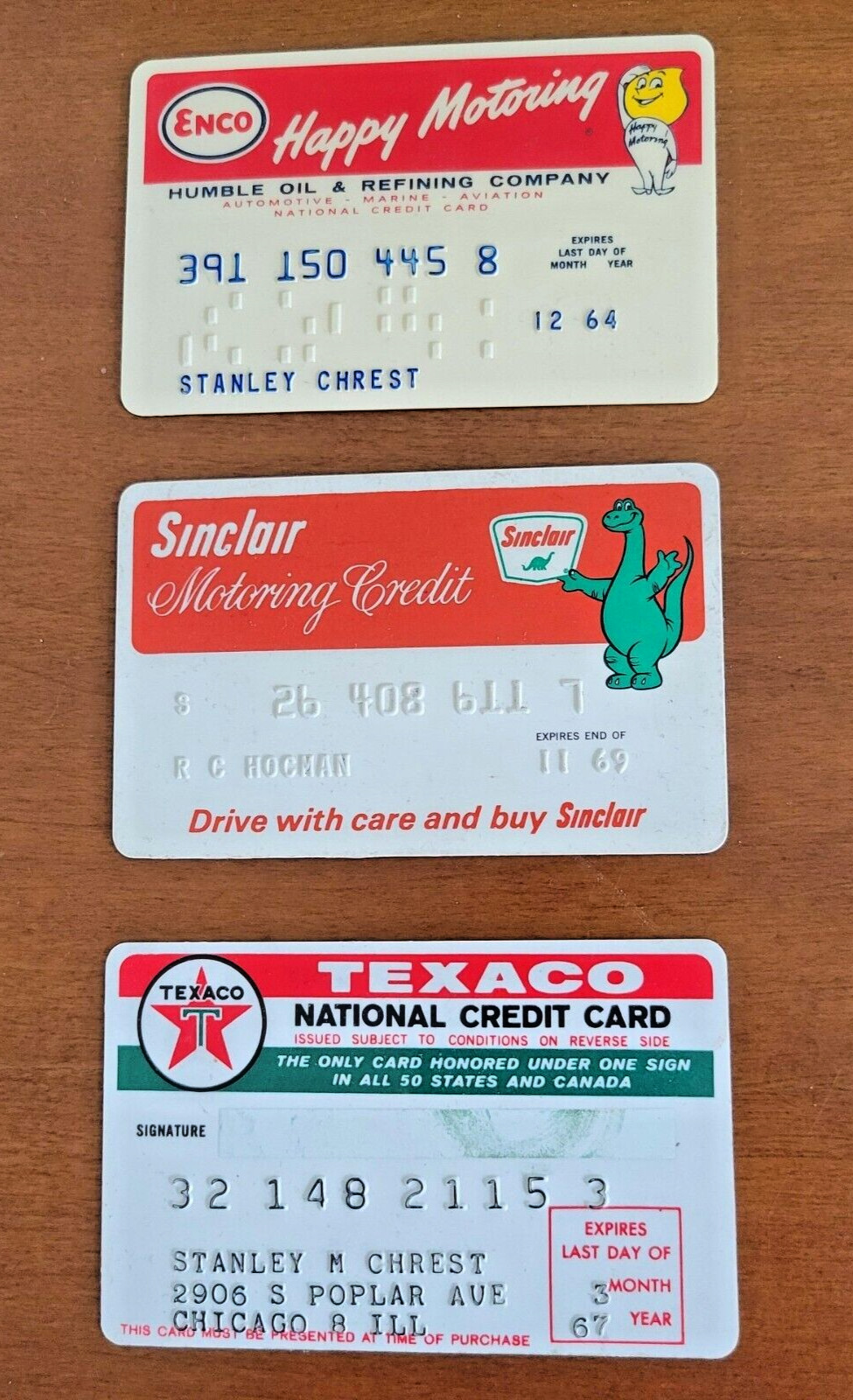 Vintage Expired Gas Credit Cards From 1960\'s - Enco, Sinclair and Texaco