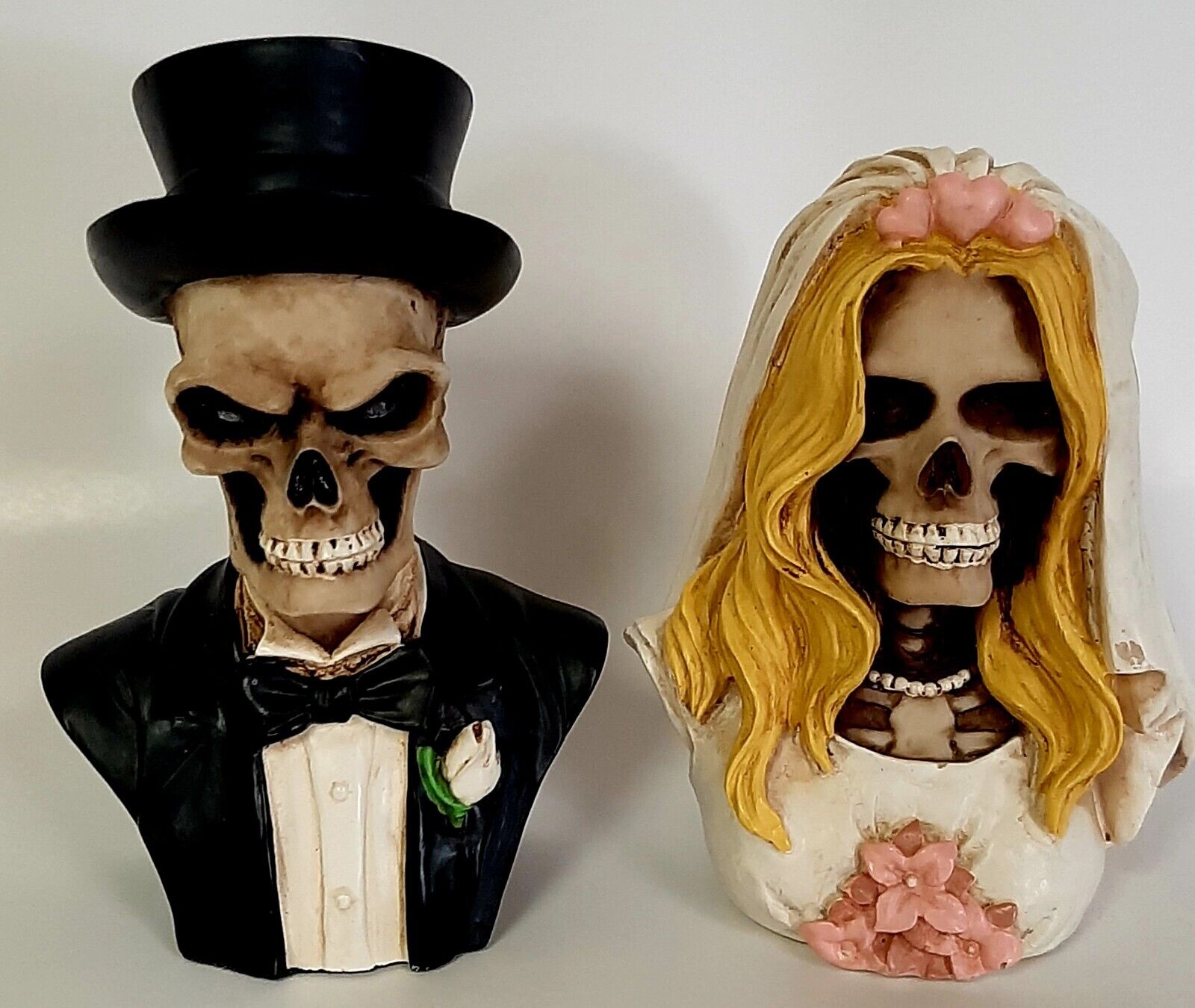 Skeleton Bride & Groom Skull/bust Figurines By Summit Collections