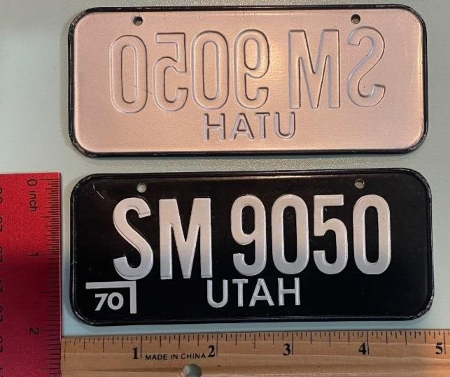 UTAH 1970 Post Honeycomb Cereal license plate   SM 9050