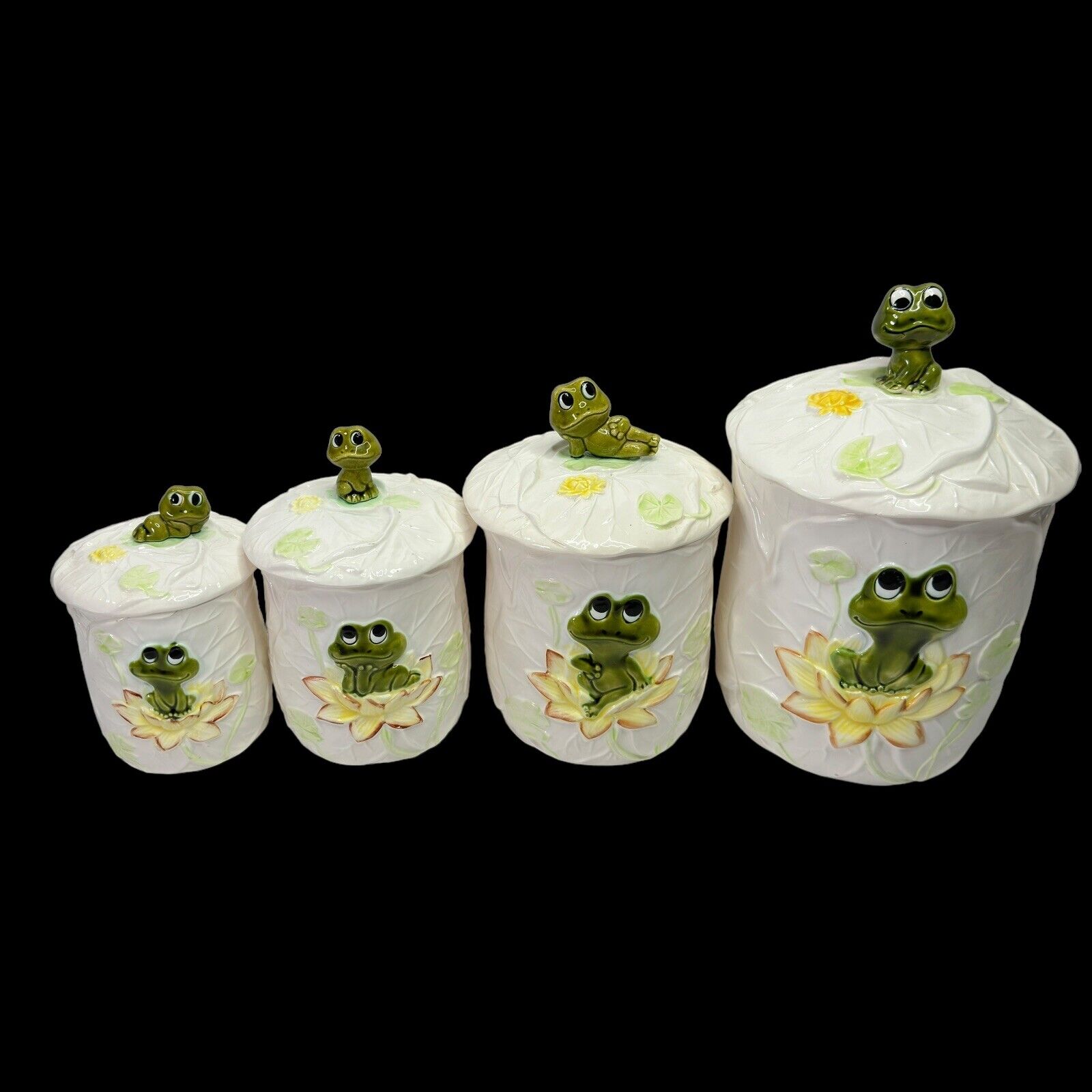 Vintage Sears Roebuck Neil the Frog Canister Set of 4