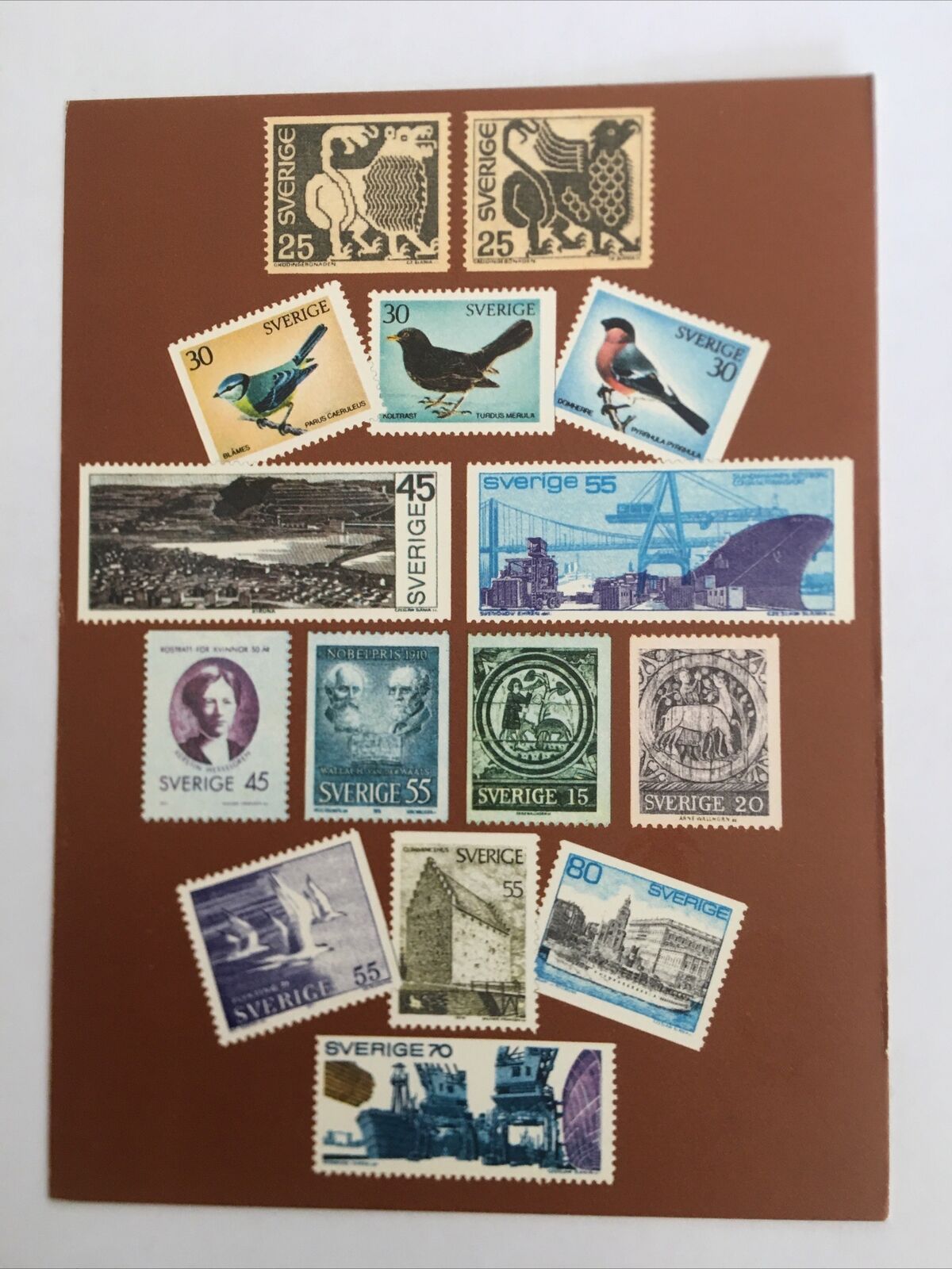Sverige Sweden Postage Stamps 1970-1971 Vintage Postcard