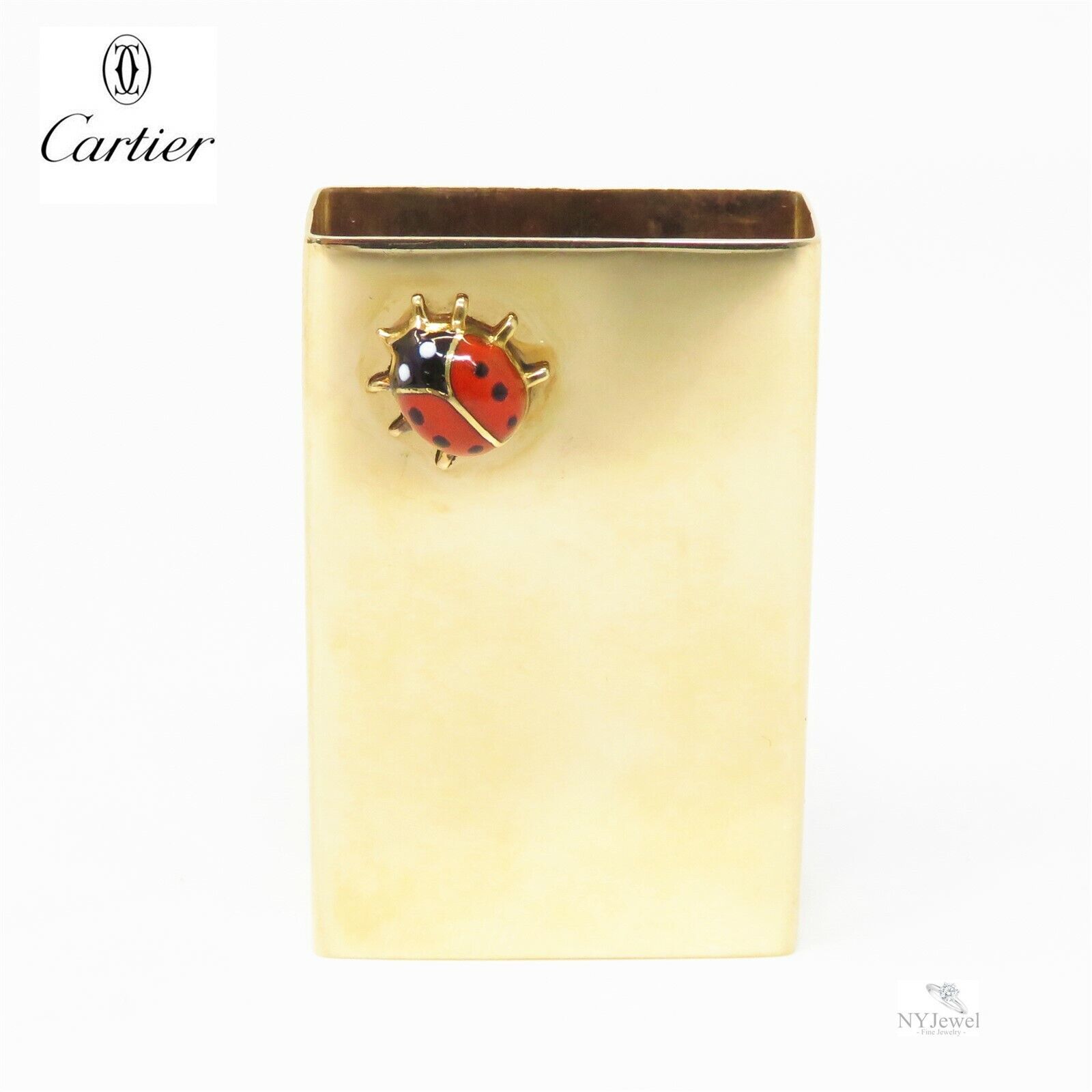 NYJEWEL Cartier 14k Yellow Gold Enamel Ladybug Matchbook Box