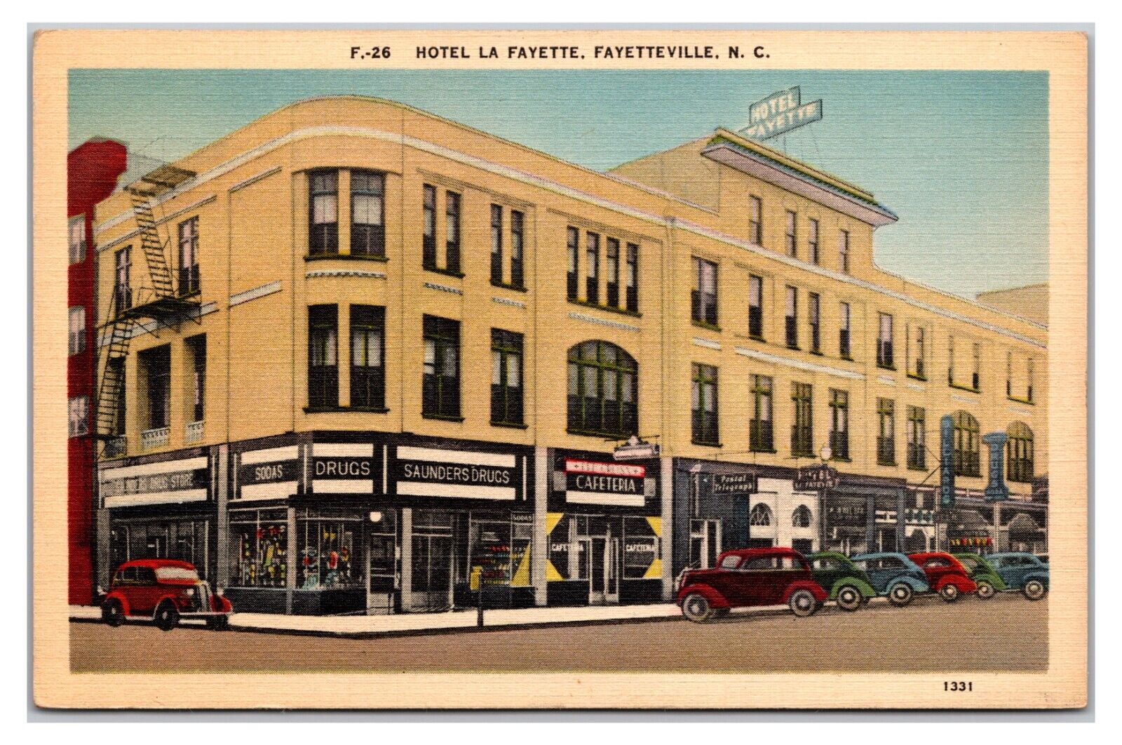 VTG 1930s - Hotel La Fayette, Fayetteville, North Carolina Postcard (UnPosted)