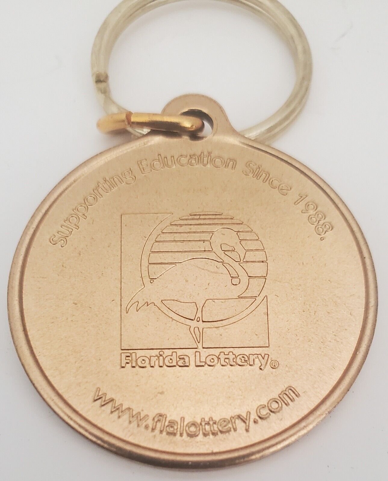 RARE Florida Lottery Key Ring SCRATCH OFF Gold Coin HTF NEW Stocking Stuffer