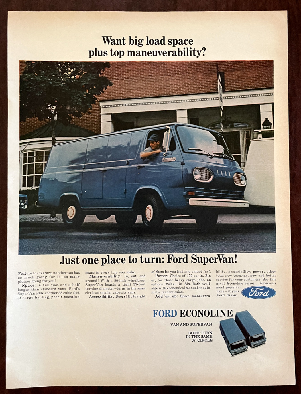 1967 FORD Ecoline Color Vintage Print Ad Van Supervan