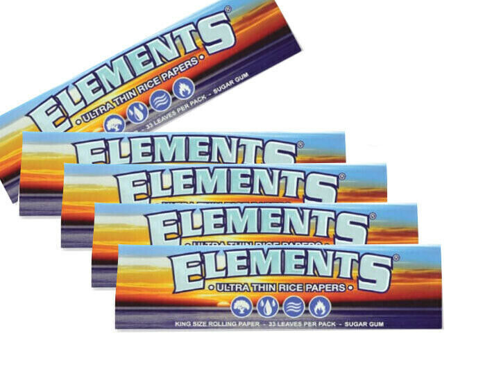 10 Packs ELEMENTS KING SIZE SLIM Thin Rice Cigarette Rolling Papers 32 Per Pack