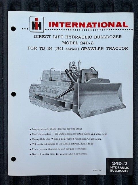 Vintage Original International Harvester Hydraulic Bulldozer TD-24 Crawler Flyer