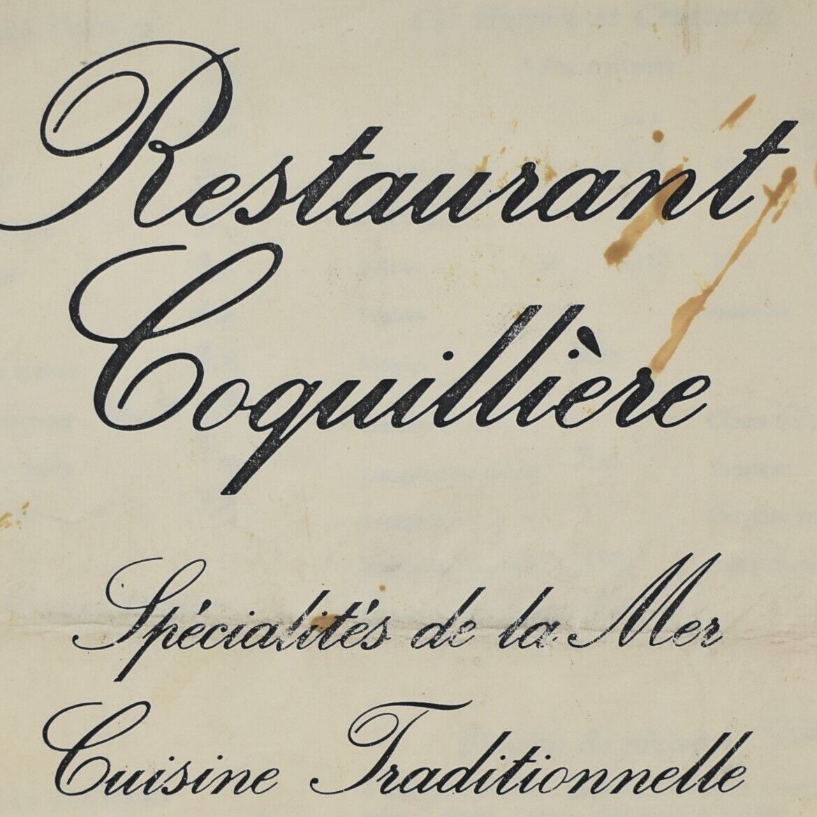 Vintage 1980s 10 rue Coquillière Restaurant Menu Paris France