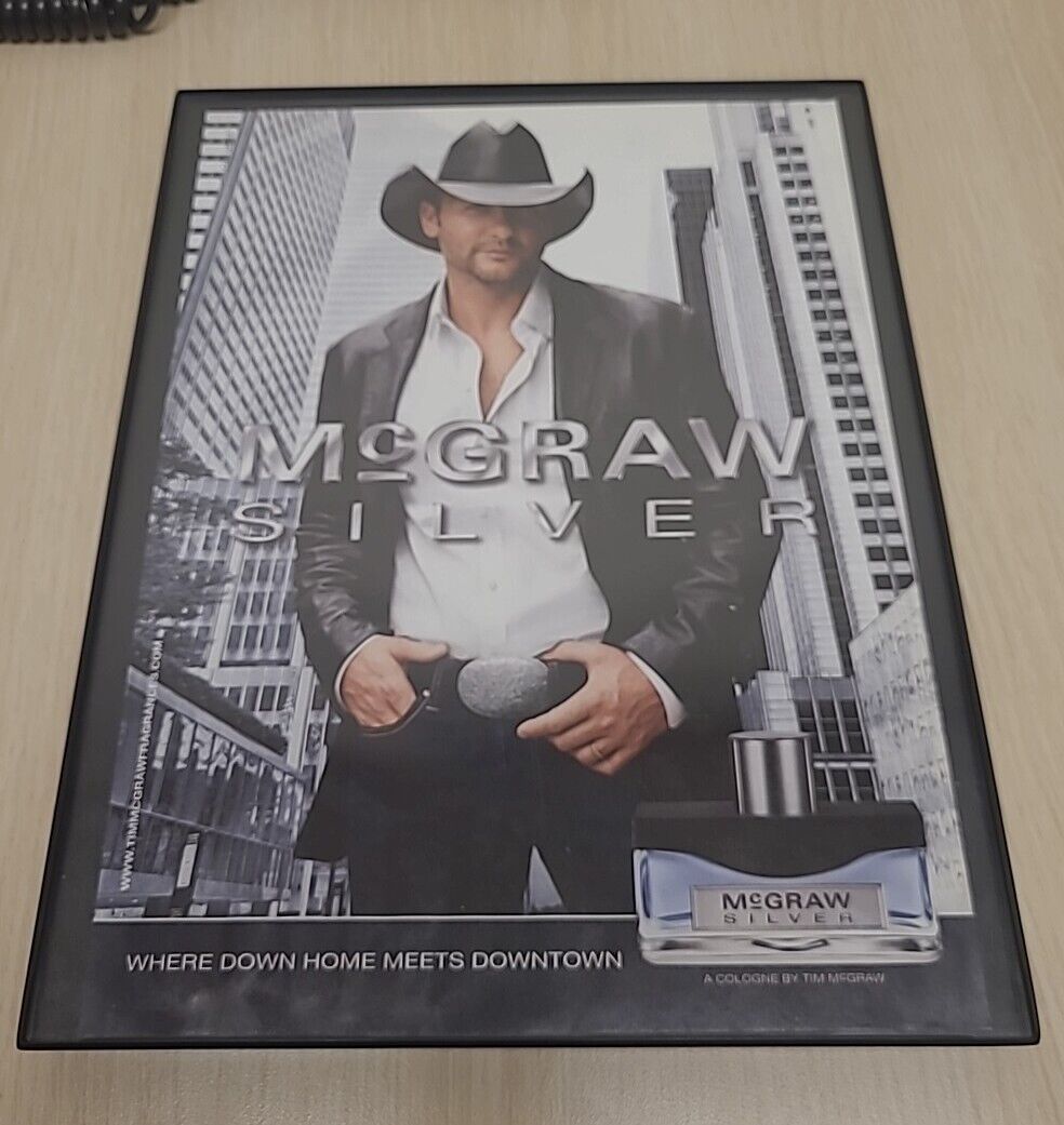 Tim Mcgraw Silver Cologne 2008 Print Ad Framed 8.5x11  