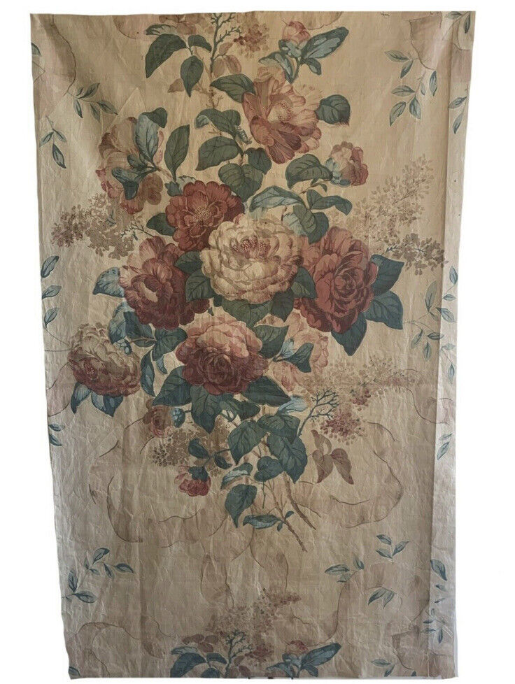 Beautiful Rare late 19th early 20th C French cotton floral chintz fabric 1531