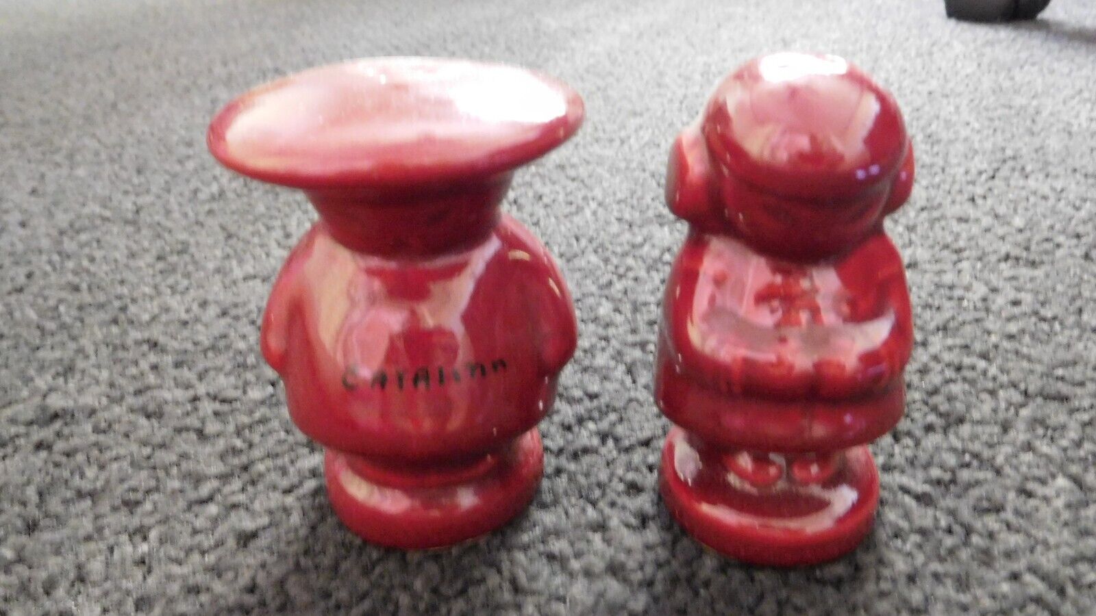 VTG Red GIBSON California Art Pottery Figure Salt Pepper Shakers Asian Catalina