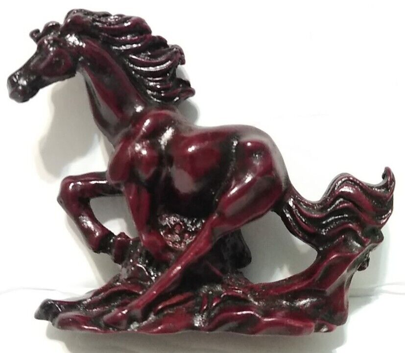 Vintage Chinese Wild Horse Minature Red Resin Figurine