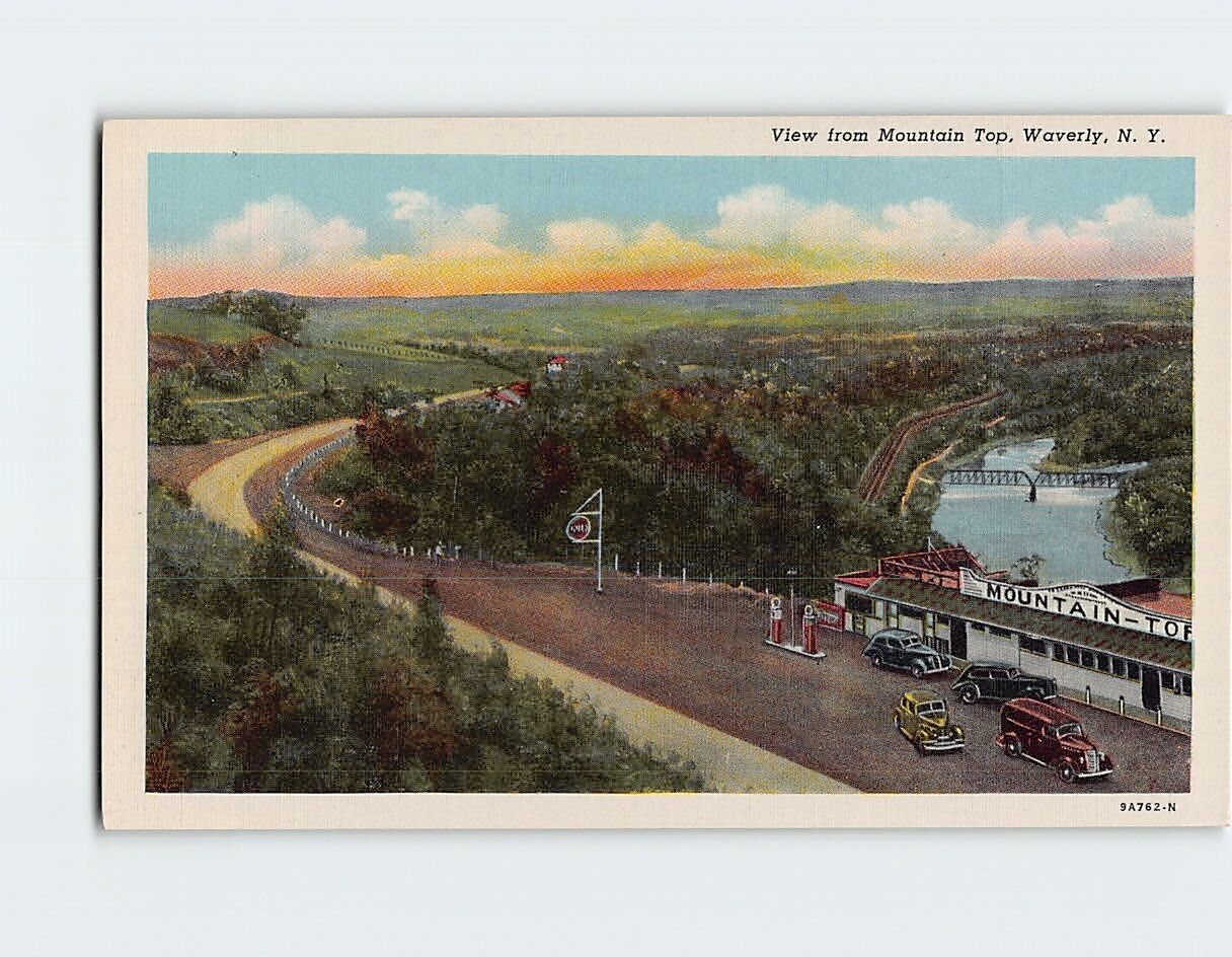 Postcard View from Mountain Top, Waverly, New York