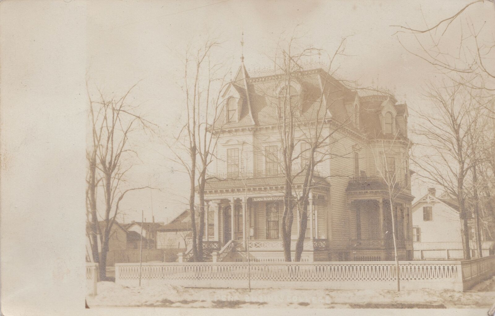 NE Alpena MI RPPC c.1906 THE ALPENA BUSINESS COLLEGE located in this Mansion