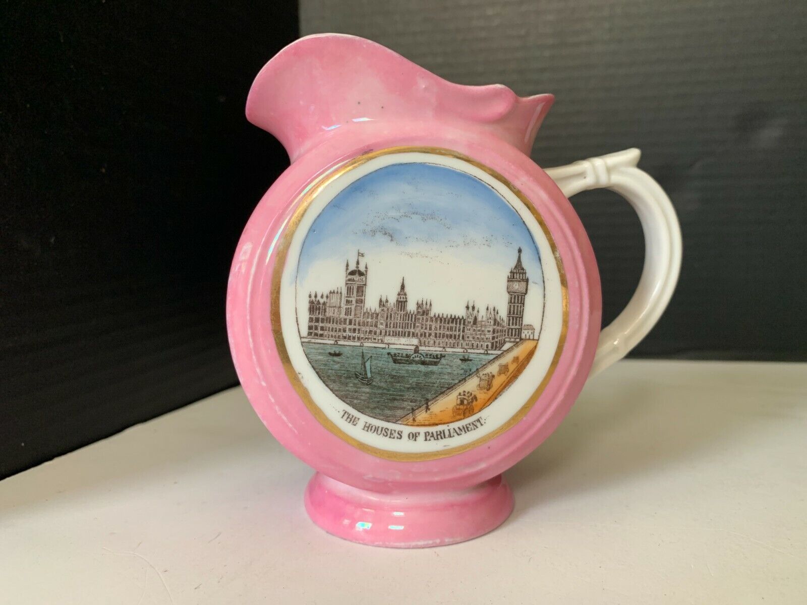 Antique The Houses Of Parliament England Souvenir Pitcher Made in Germany