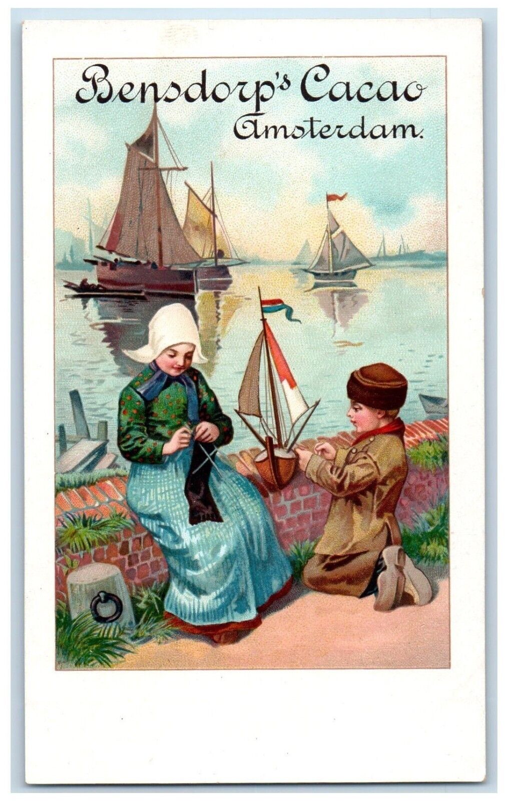 c1900's Bensdorp's Cacao Amsterdam Dutch Children Advertising Antique Postcard