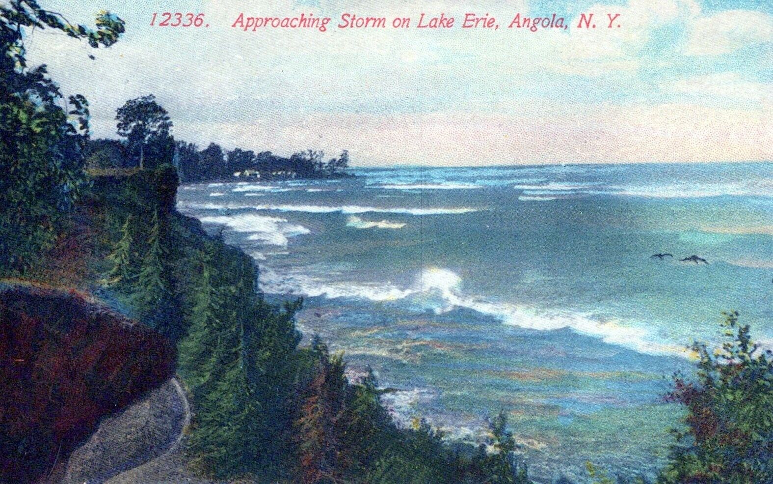 Angola New York Approaching Storm on Lake Erie Postcard