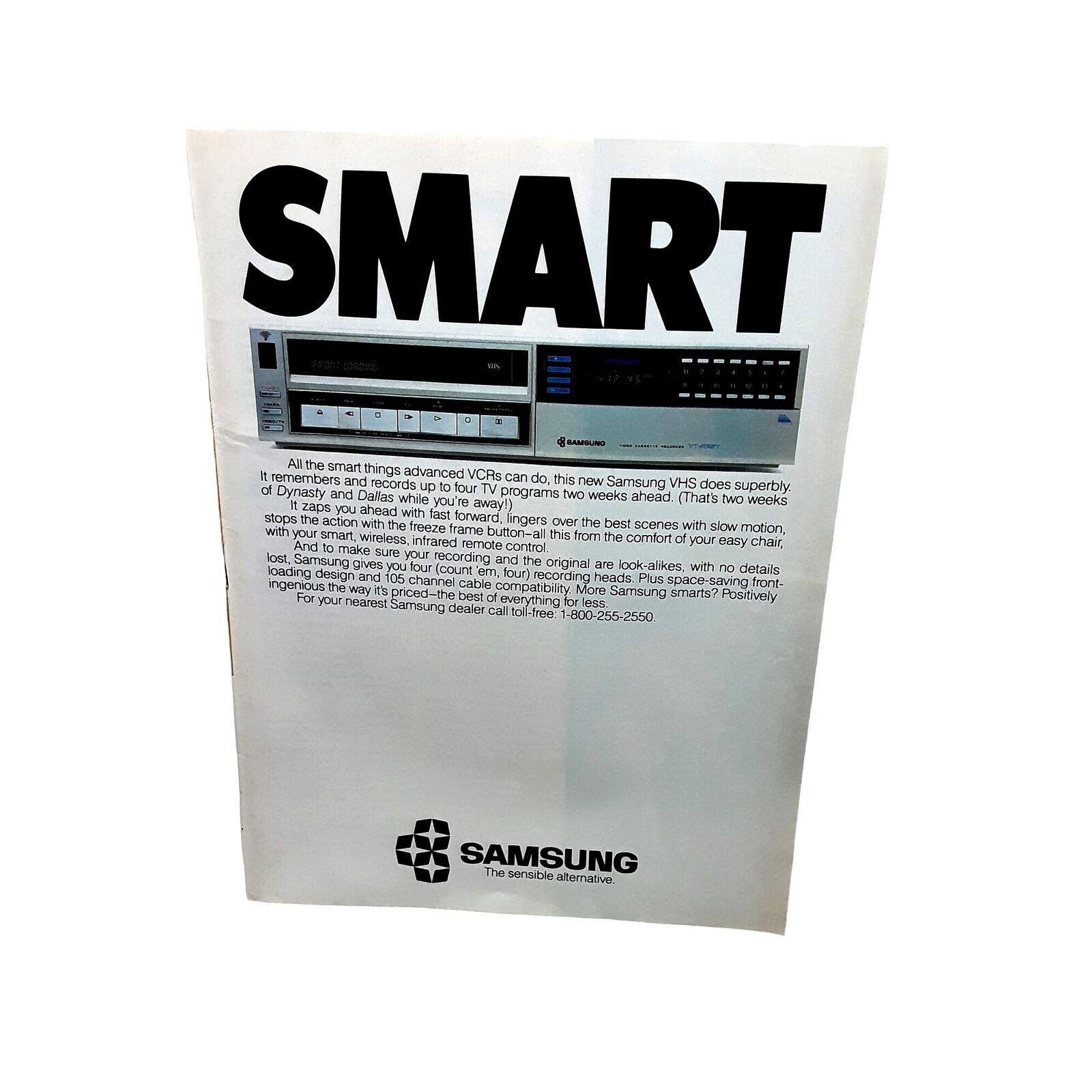 1985 Samsung VHS VCR Smart Print Ad