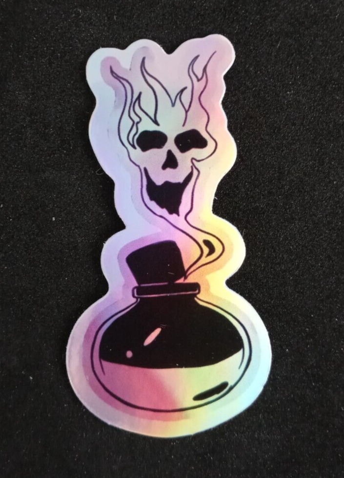 Skull Colorful Shiny Holographic Reflective Sticker 2.38\