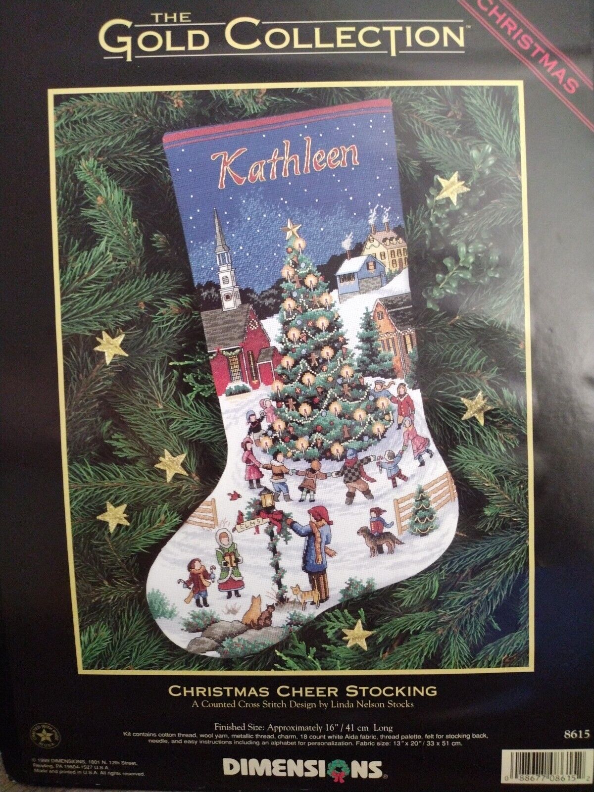 Rare Dimensions Gold Collection Christmas Cheer Stocking Cross Stitch New