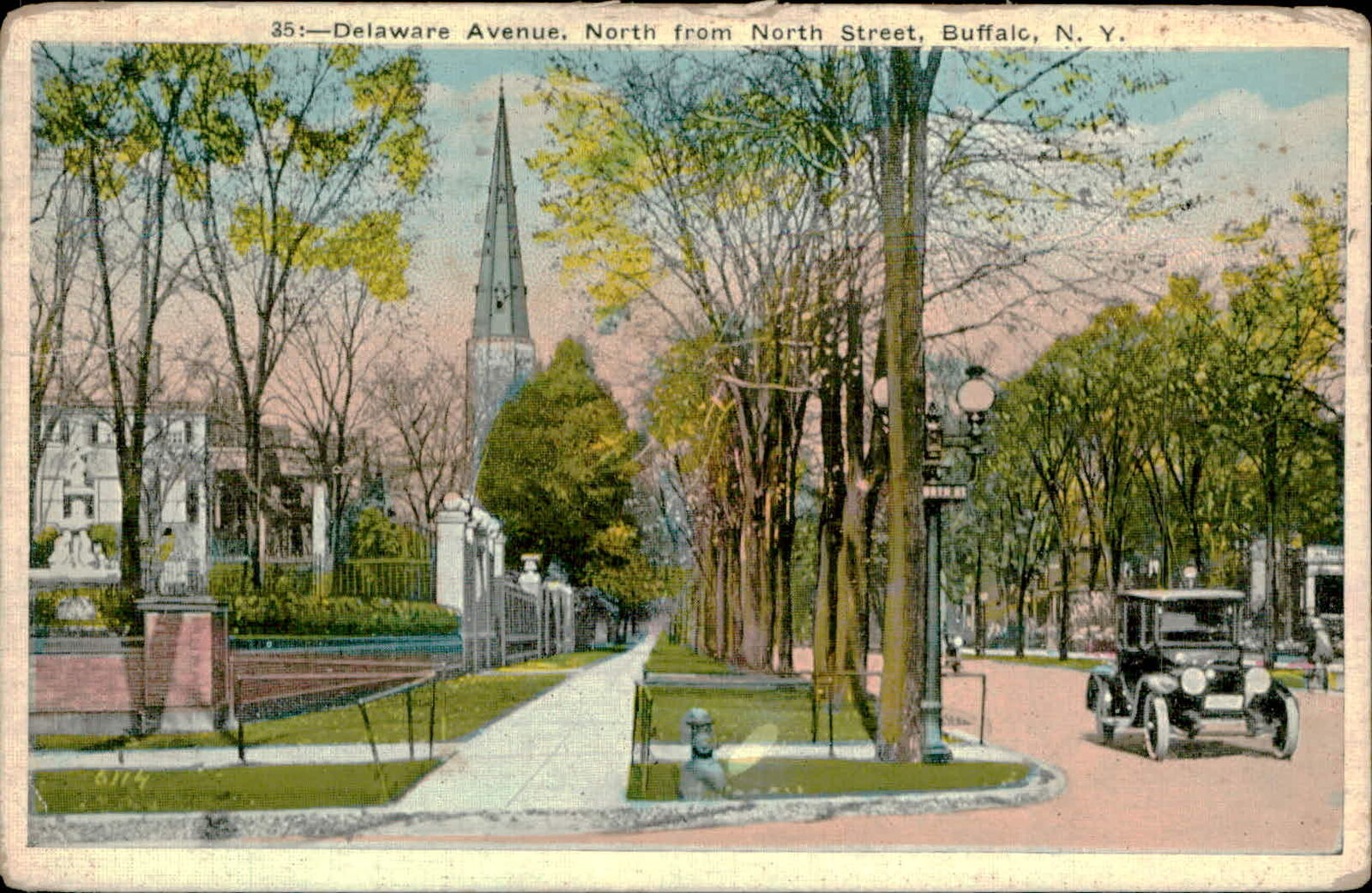 Postcard: 35:-Delaware Avenue. North from North Street, Buffalc, N. Y.
