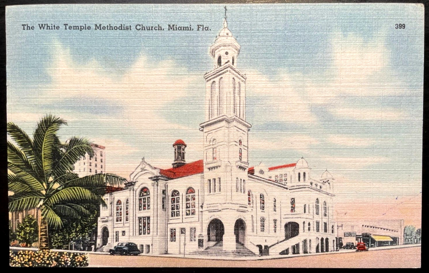 Vintage Postcard 1951, The White Temple Methodist Church, Miami, Florida FL