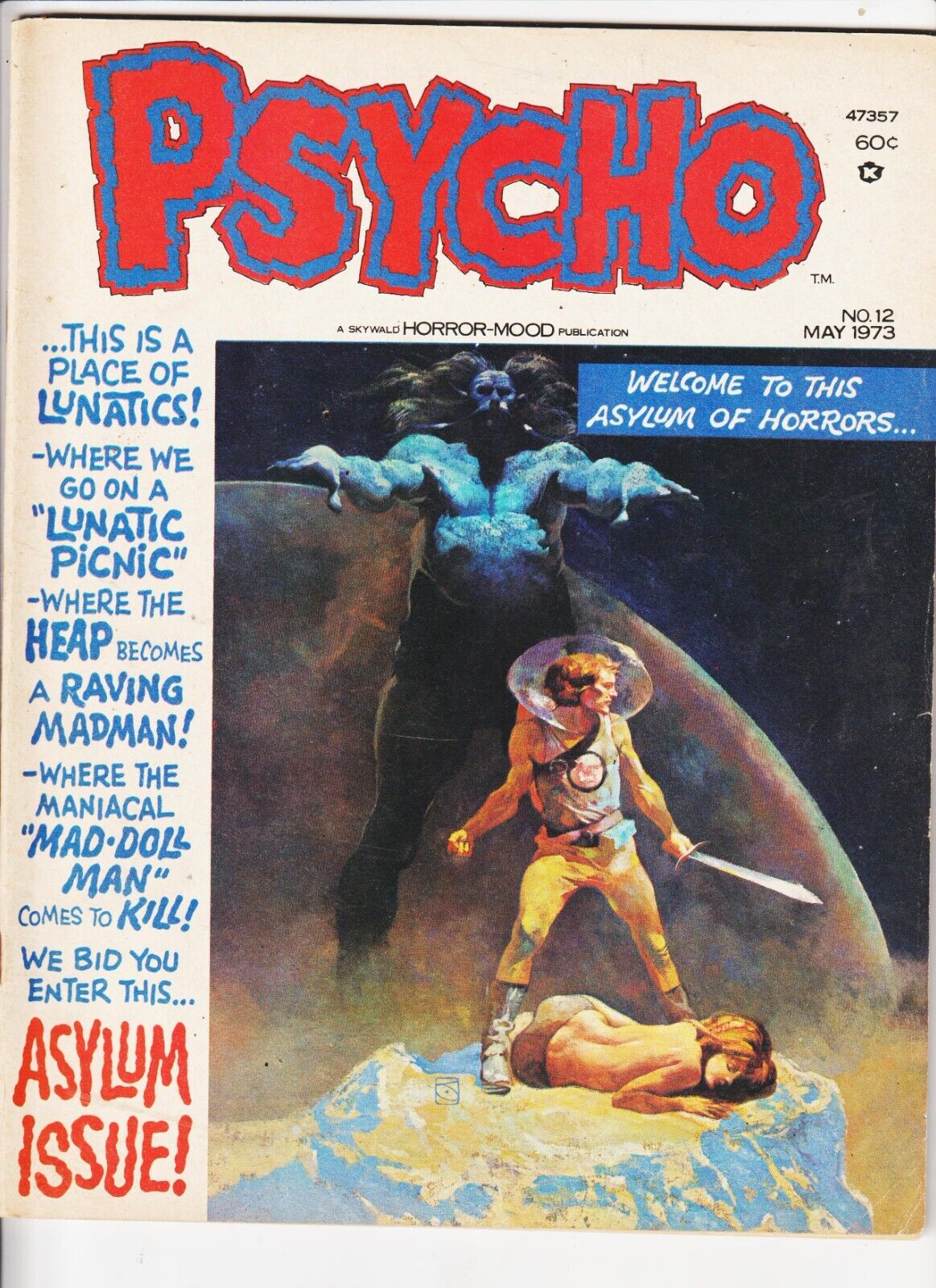 PSYCHO #12  SKYWALD HORROR MONSTER comic magazine   1973 WWII STORY JEFF JONES