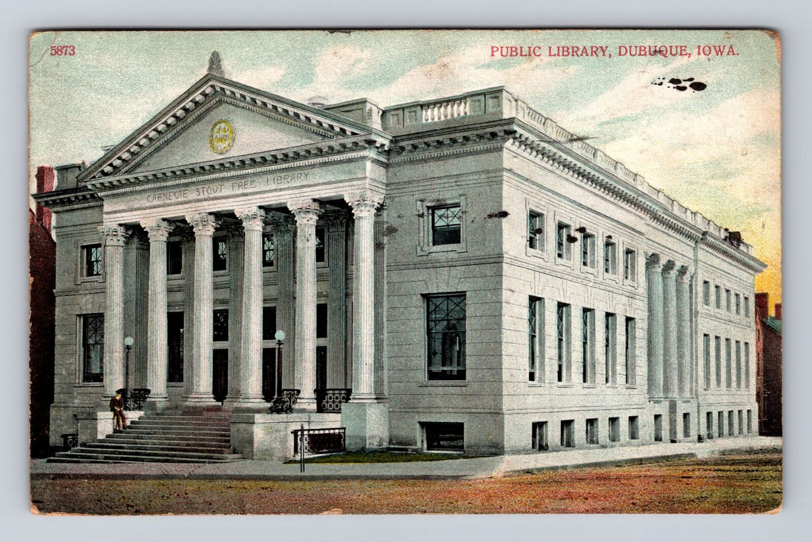 Dubuque IA-Iowa, Public Library, Antique, Vintage Souvenir Postcard