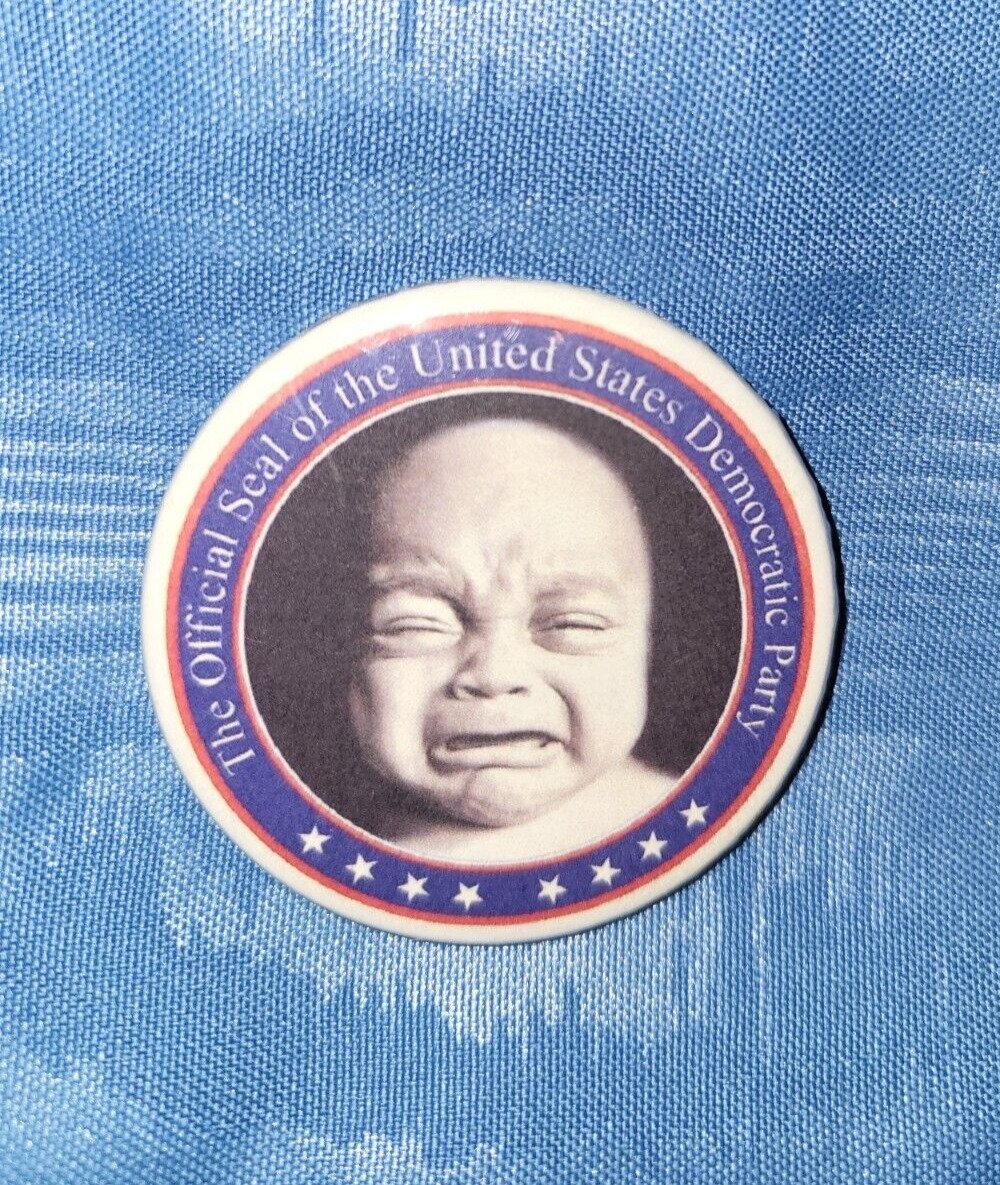 Democrat Party Official Seal,  Political Humor Button , New & Never Worn, 2000\'s