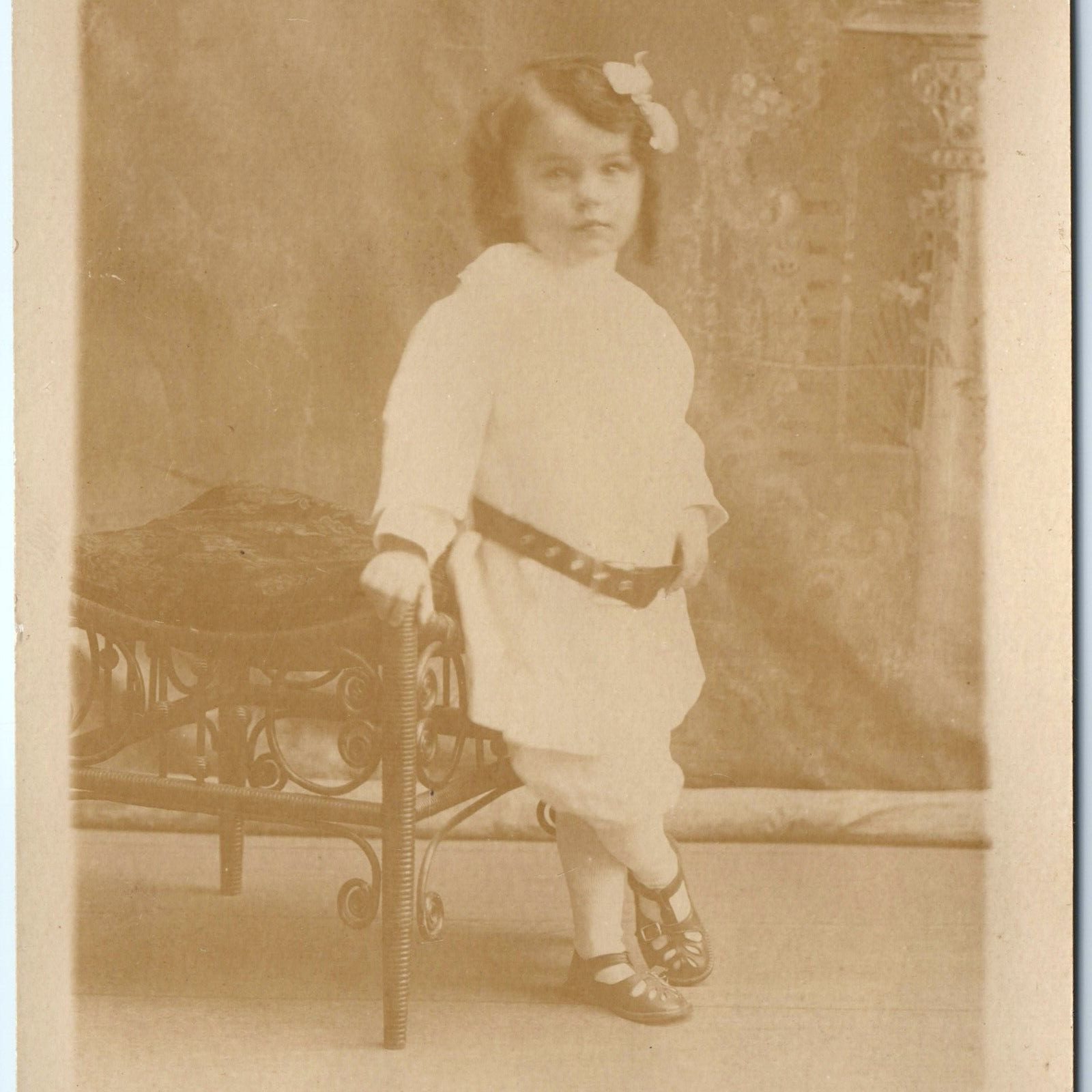 ID'd c1910s Adorable Young Girl Portrait RPPC Cute Child Photo L. Verpaelst A143