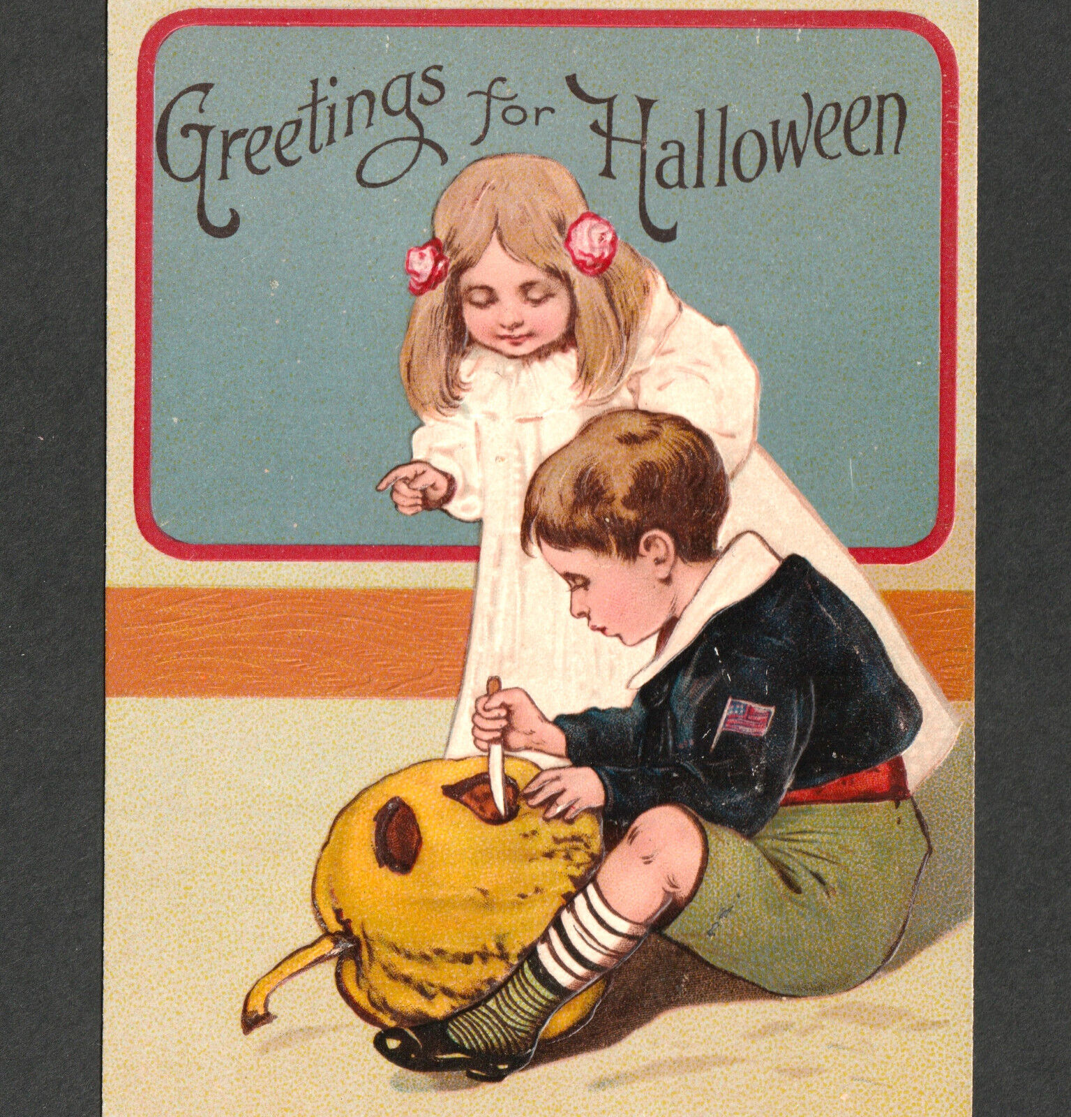 Greetings for Halloween PFB Series 9422 Paul Fink Berlin Carve the JOL PostCard