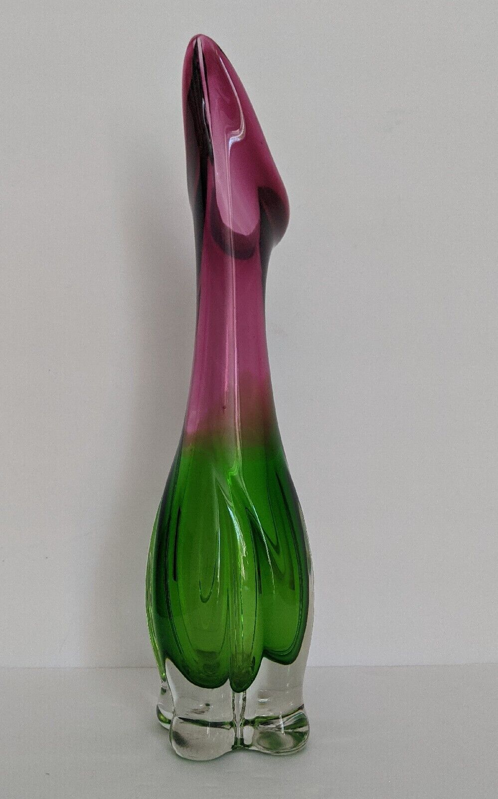 Vintage Murano Style Hand-Blown Jack In The Pulpit Art Glass Vase Italy