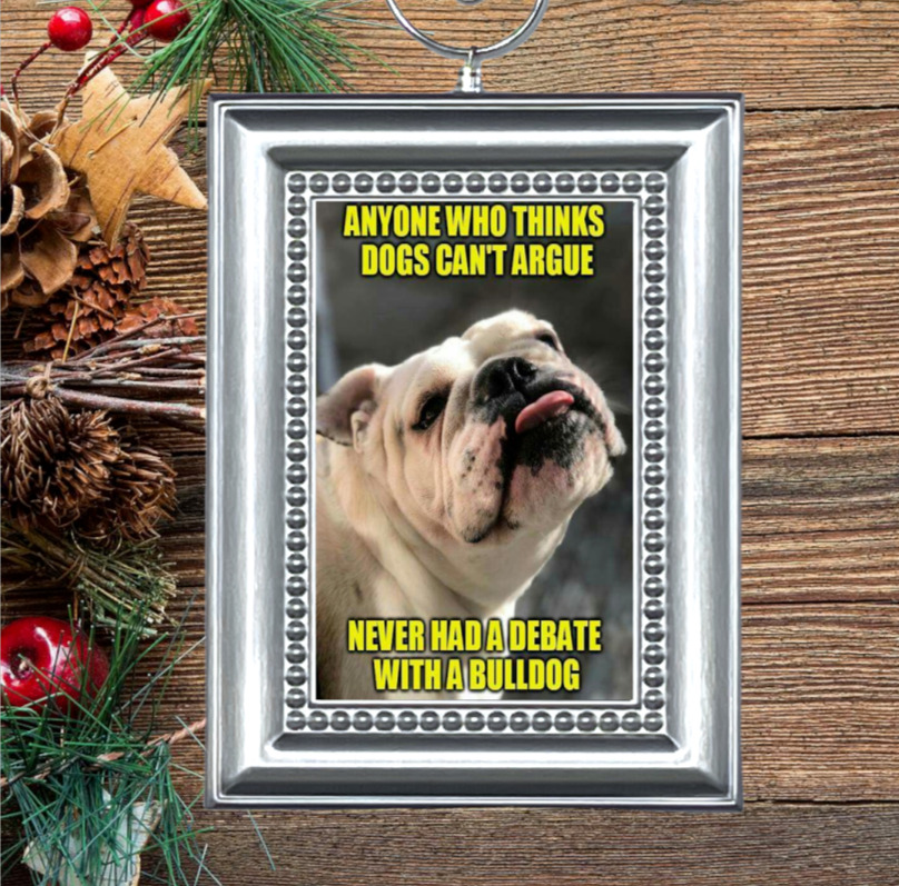 Bulldog Puppy Dog Funny Christmas Tree Ornament
