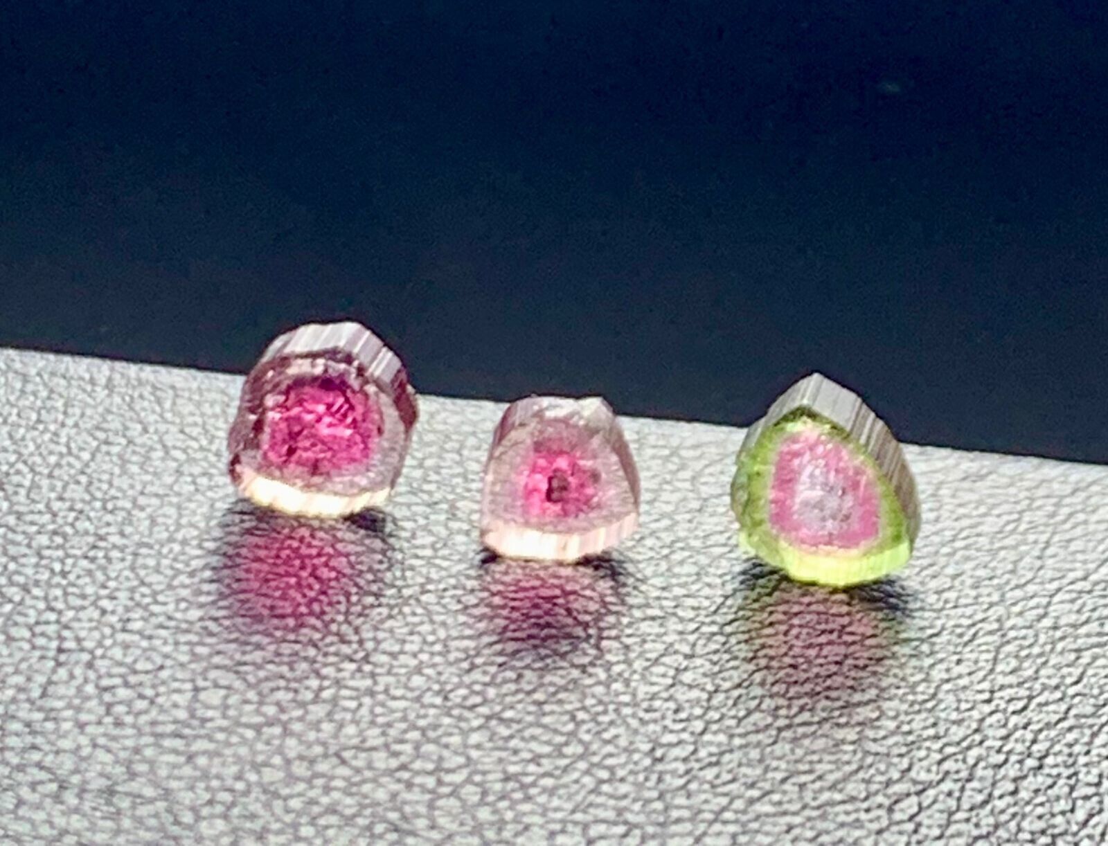 3 x 2.20 Cts beautiful watermelon tourmaline slices from Afghanistan