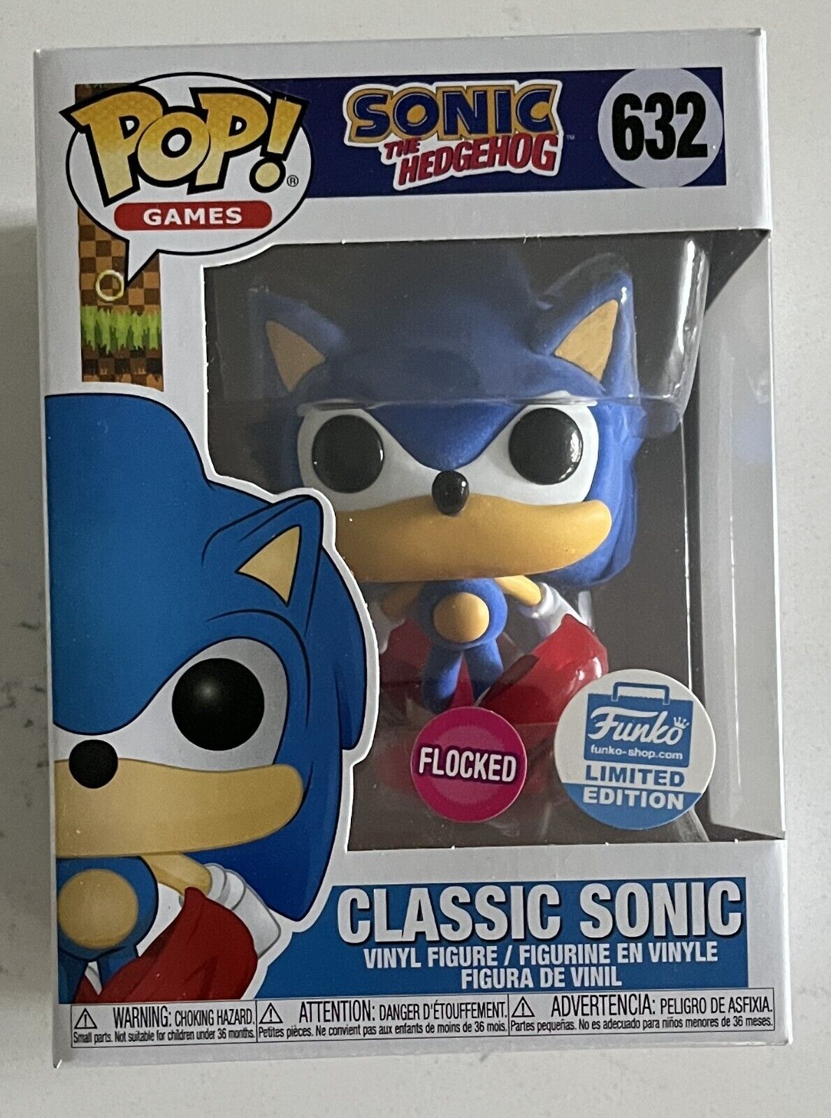 Funko Pop Sonic the Hedgehog - Classic Sonic #632 Flocked Limited Edition NIB